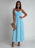 Maxi dress with straps, blue AZRHP5899